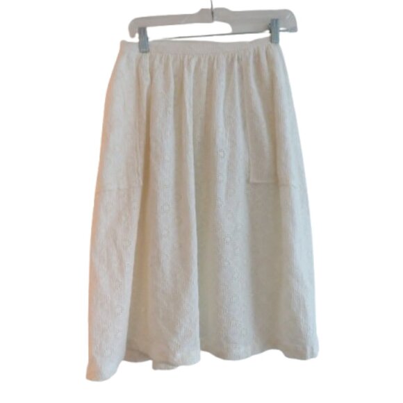 BEC + BRIDGE White Eyelet Lace Midi Skirt Coastal Neutral Boho - Size US 4 - Picture 1 of 14